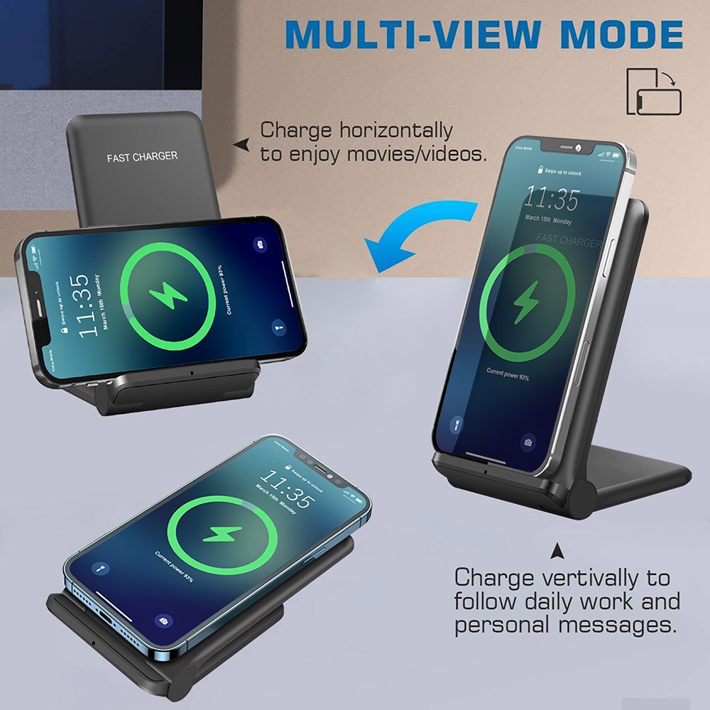 FDGAO 30W Qi Wireless Charger Stand For iPhone 13 12 11 Pro XS MAX XR X 8 Samsung S10 S20 S21 Fast Charging Holder Phone Charger