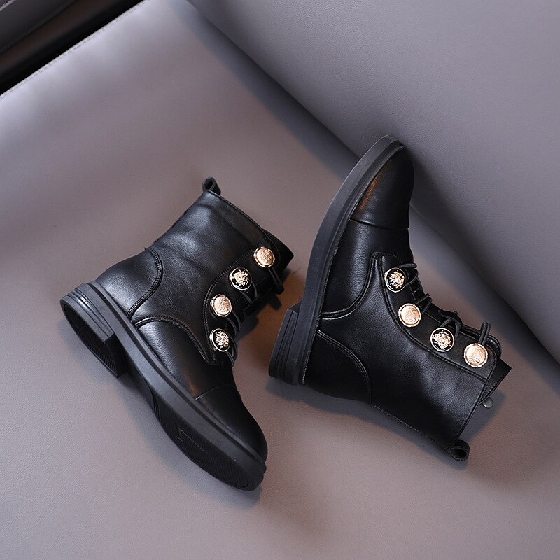 Scarpe per bambini 2020 di inverno nuovo Metallo botton bambini Retrò Martin stivali Riscaldamento delle ragazze del cotone stivali morbida suola in pelle di avvio