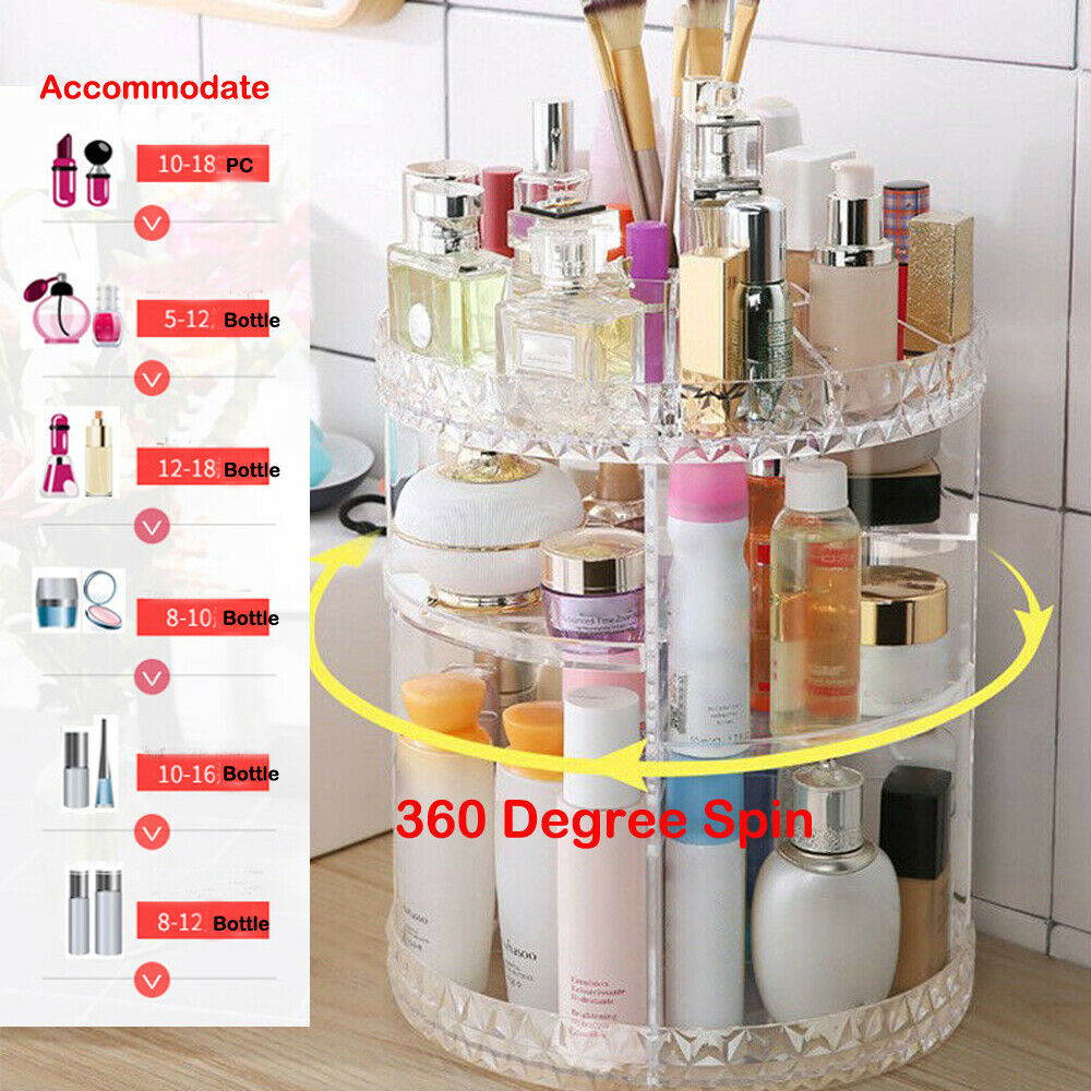 360-Graden Display Transparant Acryl Roterende Make-Up Organizer Storage Box Case Cosmetica Sieraden Houder