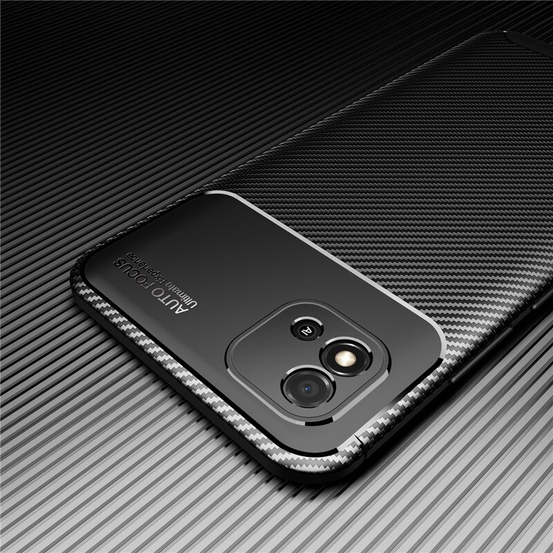 Realmi – Coque de protection antichoc en Silicone, Texture Fiber de carbone, pour Realme C11 ,