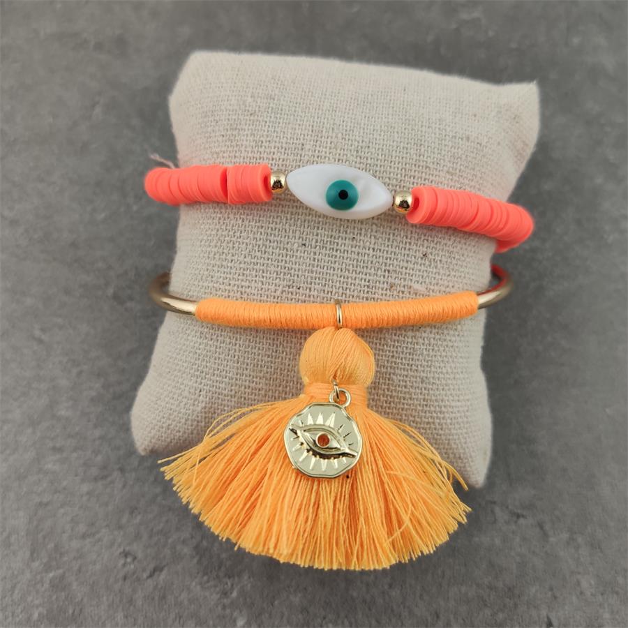 Boho Lucky Evil Eye Armbanden Voor Vrouwen Witte Kleur Handgemaakt Rubber Touw Gouden Armband Sieraden Kwast Armband Vrouw: Rose Goud Kleur