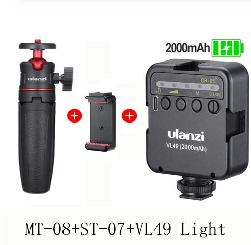 Ulanzi Vlog Kit Mini Tripod Vlog Tripod Cold Shoe Phone Mount Holder for Microphone LED Light for Camera Sony A6400 A6300: MT-08BK-ST-07-VL49