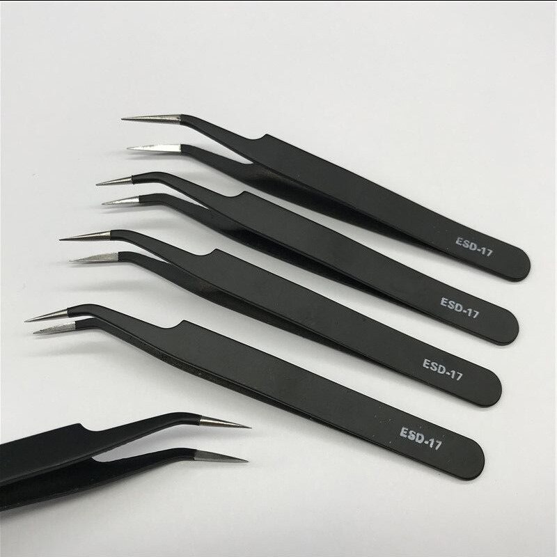 9 Pcs Tweezers Set Stainless Steel Anti Static Precision Tweezers For Electronic