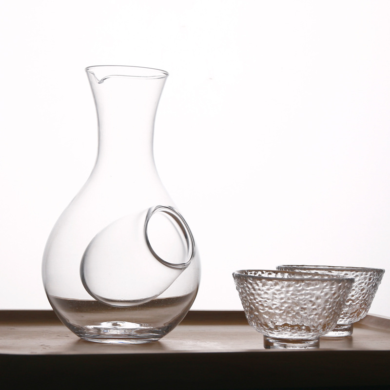 Creatieve Japanse Stijl Glas Wijn Fles Duim Gat Sake Glas Ijs Kruik Hamster Nest Cooling Kamer Wijn Pourers Karaf Set