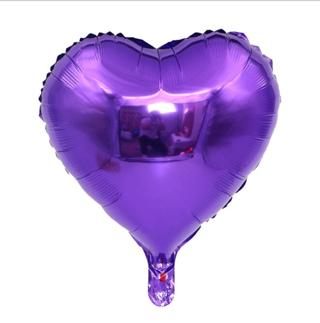 5pcs/pack 10 Inch Heart Shape Aluminum Foil Ballons inflatable birthday Wedding Party decoration balloon: dark purple