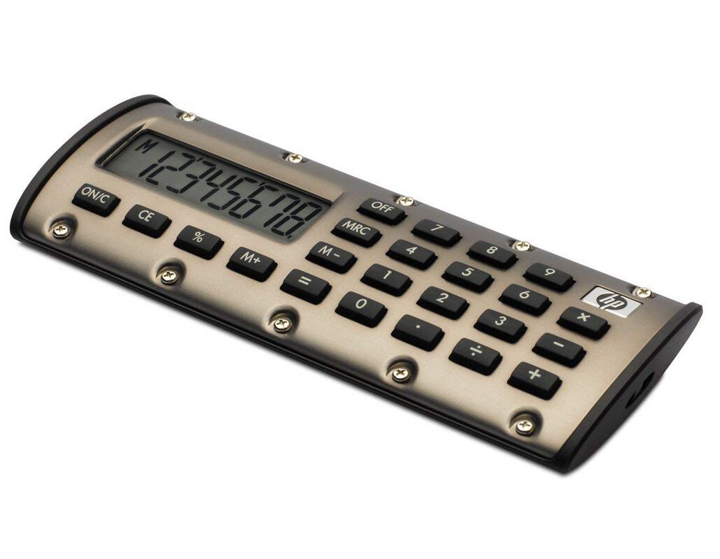 Mini calculadora Hp Quick Calc portátil, calculadora pequeña con imán Led de bolsillo para estudiantes