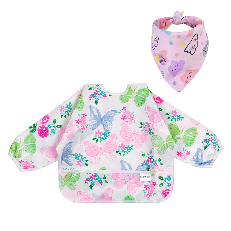 Baby Lätzchen Wasserdicht Kleinkind essen Werkzeug Langarm Neugeborenen Kunst Kittel Fütterung Lätzchen Schürze passen 6-24M Mit tasche Baby Bandana Lätzchen: ZY1045