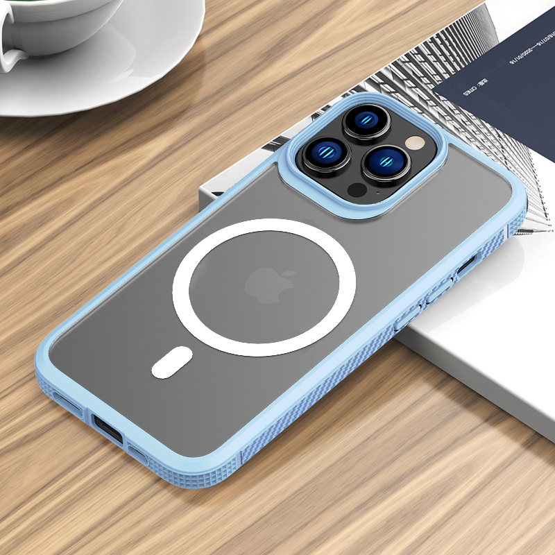 LNIOES für iPhone 13 Magnetische Fall 13 Pro Carbon Faser Matte Transparent Drahtlose Ladegerät Fall Abdeckung für iPhone 13 Pro MAX Fall: for iPhone13 Pro Max / Light Bue