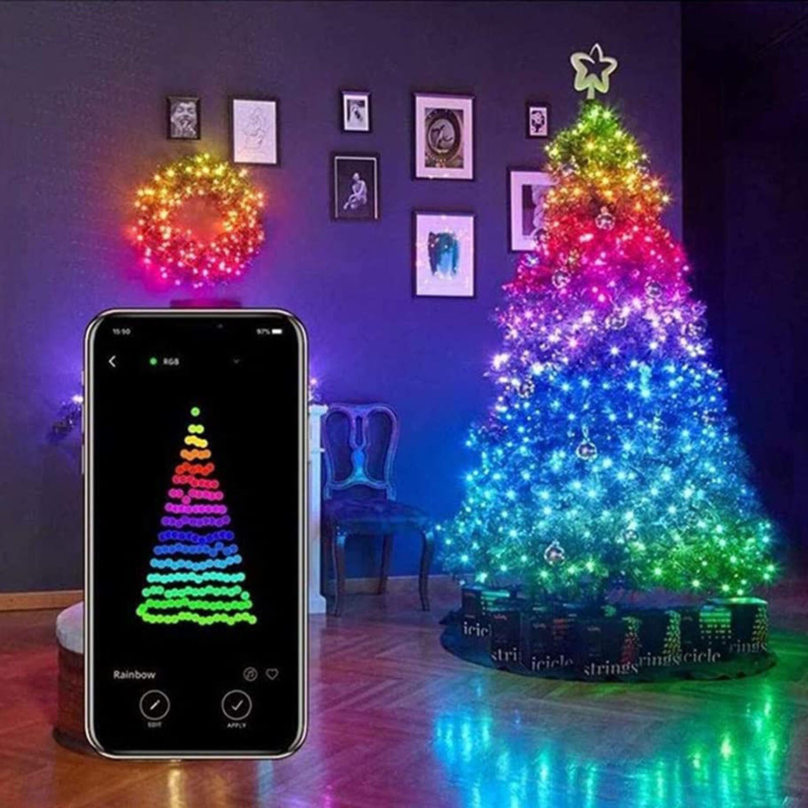 Bluetooth Licht String Mobiele Telefoon App Draad Licht String Afstandsbediening Led String Lights Kerst Decoratie Jaar Boom