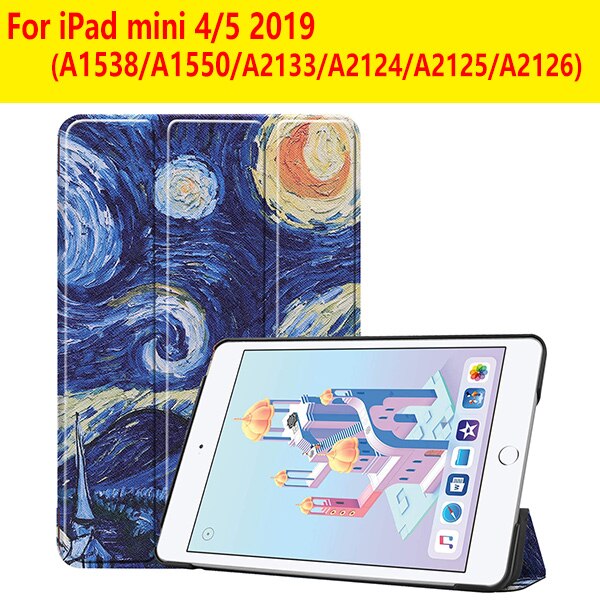 Cover Case for iPad Mini 1 2 3 PU Leather Silicone tablet case for iPad Mini 4 5 Tri-fold Stand Sleep Smart Cover Case: IPAD MINI 4 5  XK