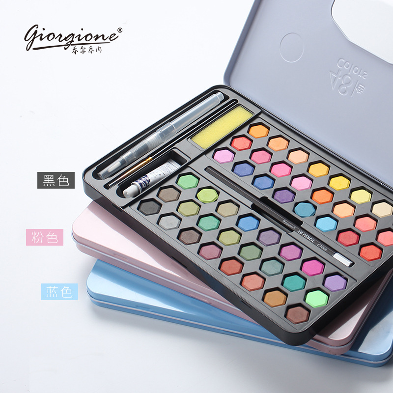 36/48 Kleuren Aquarel Palet Tin Set Met Water Borstel Aquarel Veld Schets Sets Professionele Kunst Schilderen Leveringen