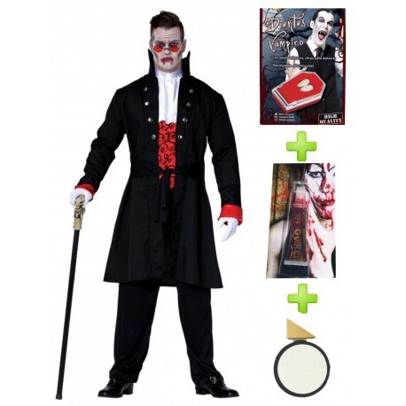 Disfraz de Vampiro Gotico con set de caracterizacion