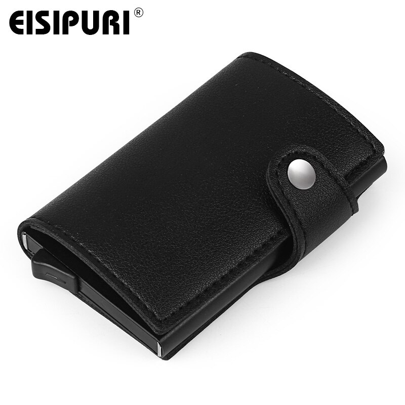 Heren portemonnee kaarthouder rfid aluminiumlegering creditcardhouder pu leren portemonnee antidiefstal heren automatische pop-up rfid portemonnee