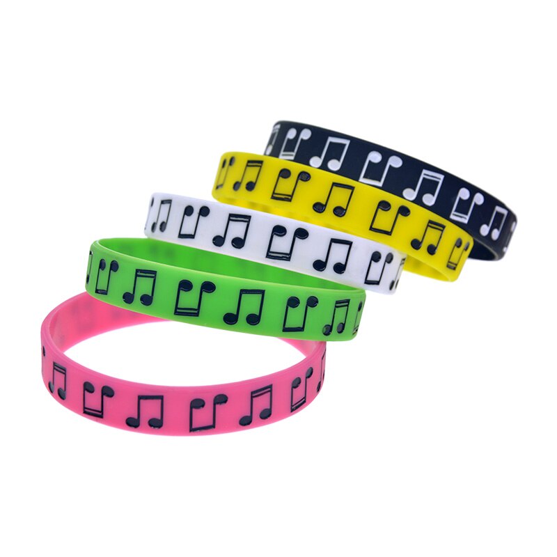 Obh 1 Pc Desig Muziek Opmerking Silicone Rubber Armband Volwassen Grootte 5 Kleuren