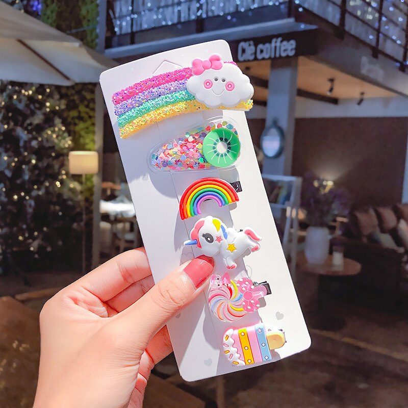 6 stuks/set meisjes schattige kleurrijke cartoon haarspelden kinderen zoete haarspeldjes haarspeldjes hoofdband kinderhaaraccessoires: B