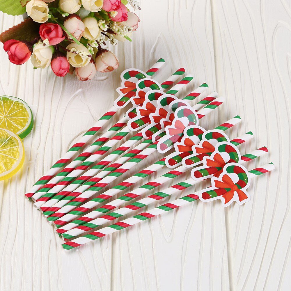Kerst papieren rietjes kerstman drinkrietje vrolijke kerstversiering voor thuis kerstfeest benodigdheden  #t1p