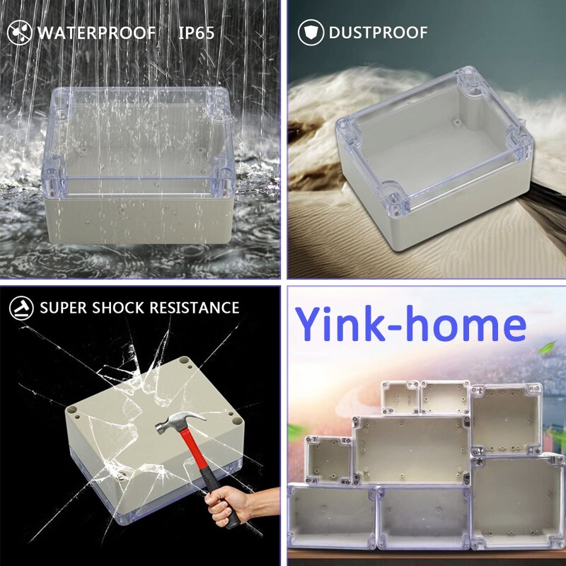 Waterproof Transparent PC Clear Cover Enclosure Plastic Box Electronic Project Case Instrument Electrical Junction Box Housing