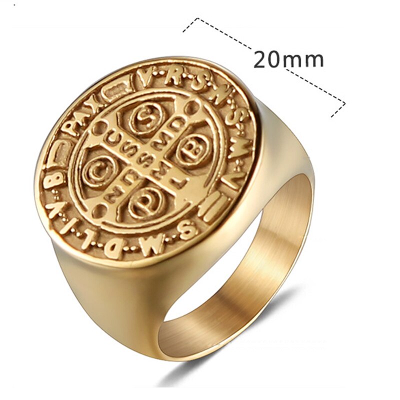 Zegelring van roestvrij staal, gouden steampunk voor mannen, zegelringen, trouwringen, grote herenringen, sieraden voor mannen