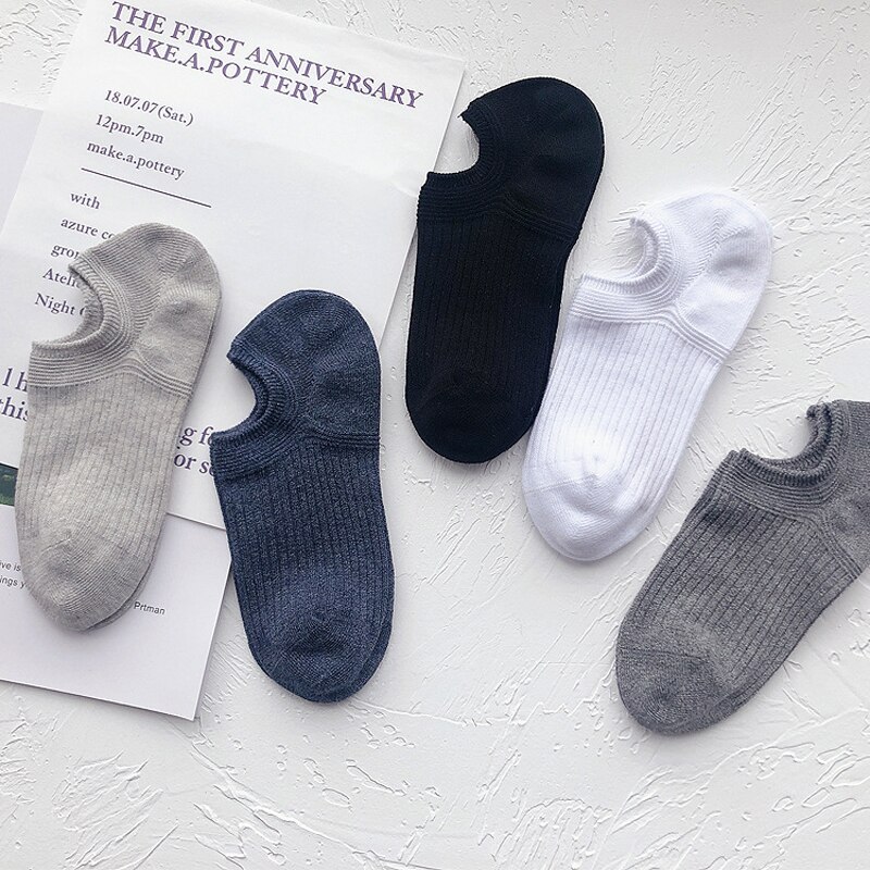 10 Pairs/lot Summer Boat Socks for Men Cotton Breathable Invisible Sock Adult Male Solid Color Black White ankle Short Socks