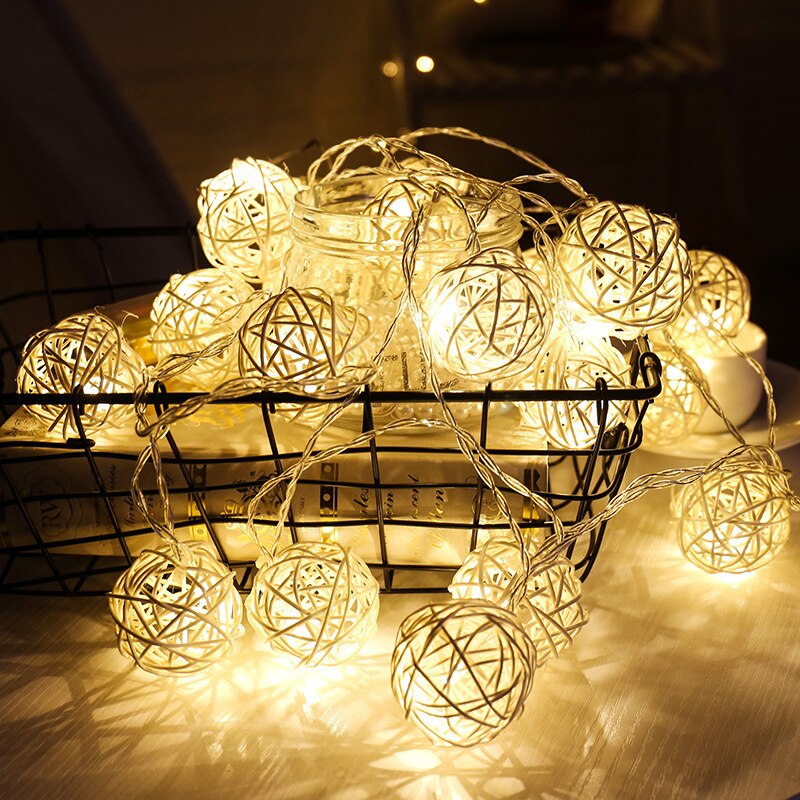 LED Cotton String Fairy Lights Room Ins Decoration Bedroom Night Light Festival Party Tree Rattan Handmade String Light