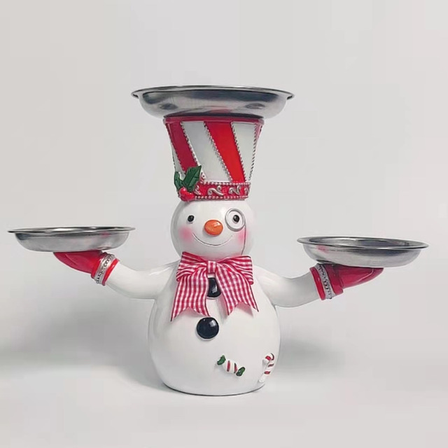 Christmas Snowman Dessert Plate Santa Claus Trays Decorative Cake Stand Snack Fruit Plate Christmas Table Party Decoration: Christmas snowman