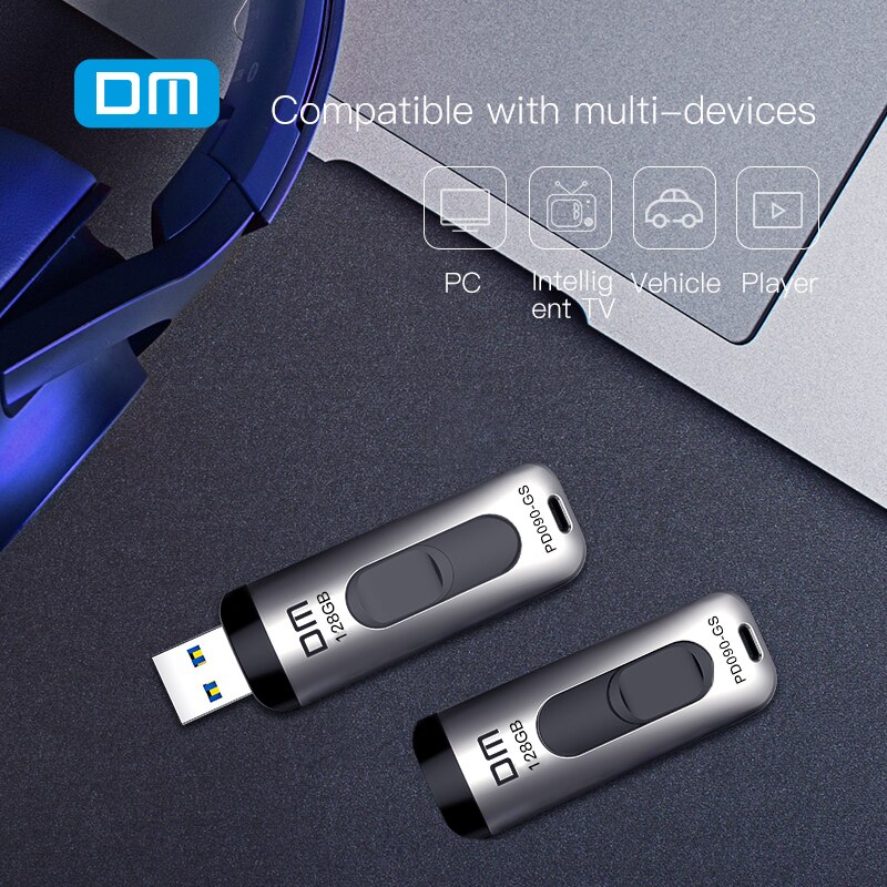 Dm Usb Flash Drive PD090 USB3.0 Flash Drive Hoge Snelheid PD090 16Gb 32Gb 64Gb 128Gb 256gb Metalen Schrijfsnelheid Van 10Mb-60Mb