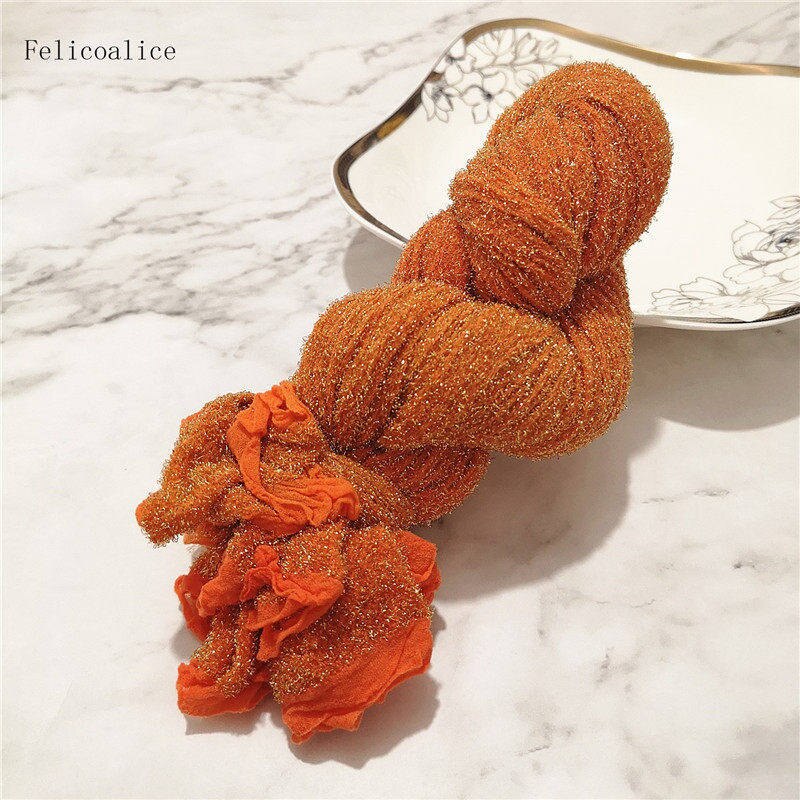 2pcs Silver Nylon Stocking Flowers Material DIY High-density Silk Stocking Making Simulation Flowers Handmade Ronde Flower: 2 Pieces Orange