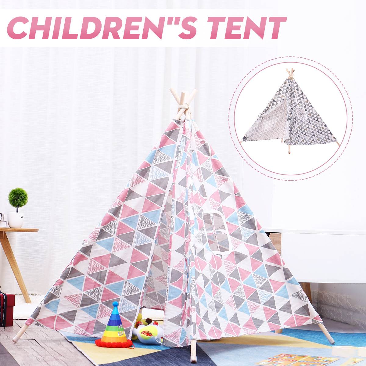 130 Cm Grote Baby Tent Kind Teepee Tent Voor Kinderen Katoenen Canvas Wigwam Playhouse Indian Spelen Kids Tent Little Spelen huis