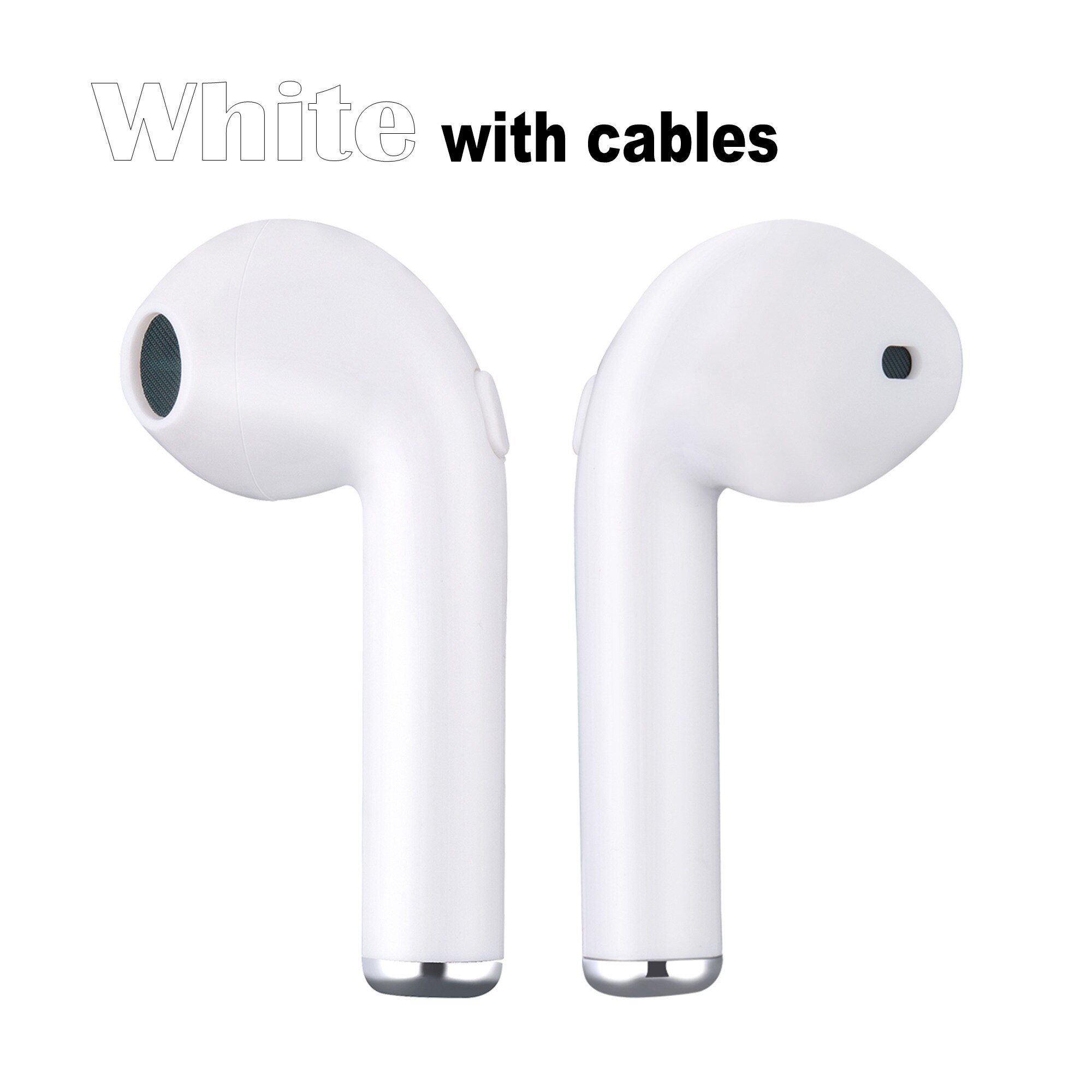 In-ear I7 i7s TWS auriculares inalámbricos Bluetooth auriculares con micrófono para teléfonos apple xiaomi huawei con cables: 2White with Cable