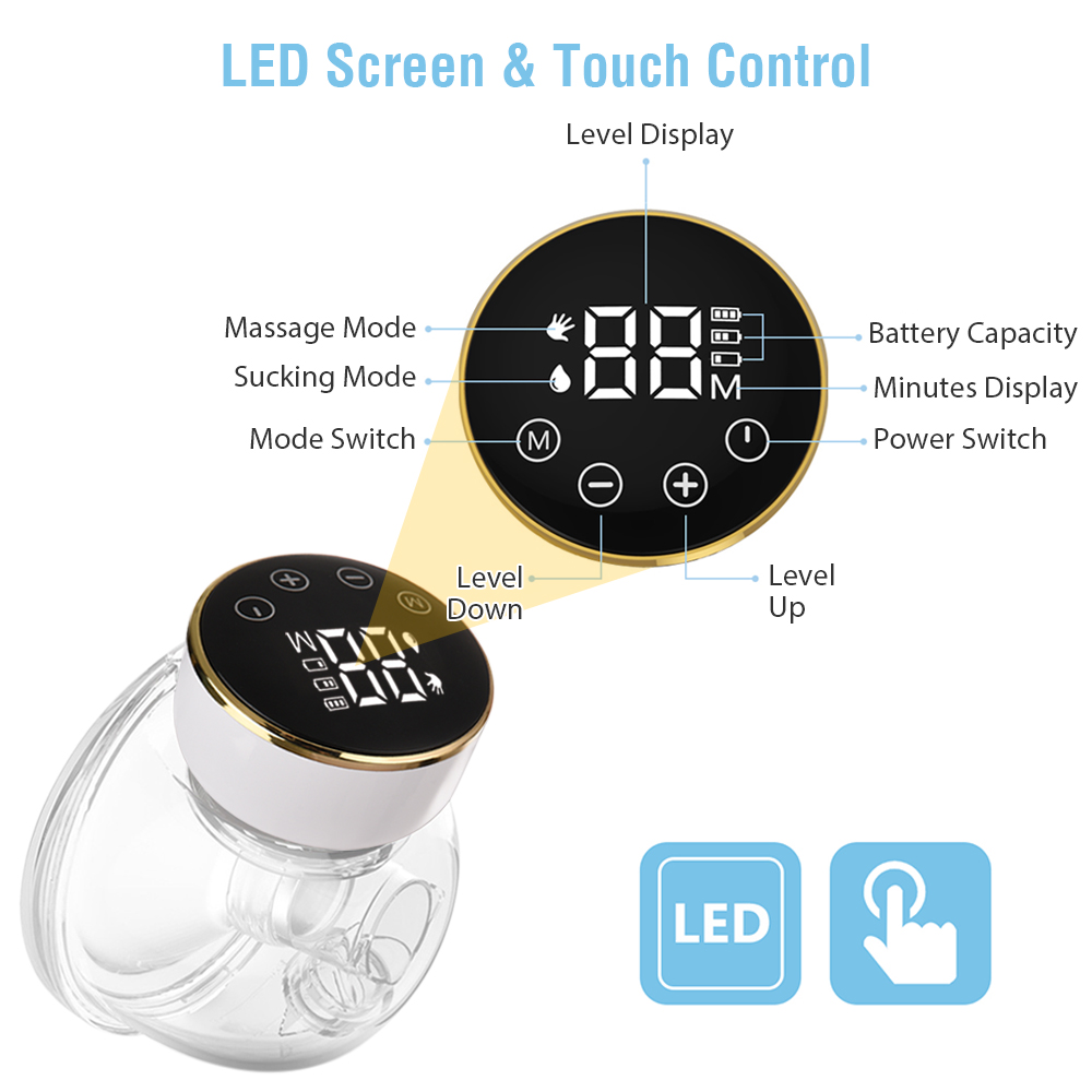 Tragbare Elektrische Brust Pumpe 24mm Tragbare Hände-freies Milch Pumpe Ultra-ruhigen 3 Modi &Ampere; 9 Ebenen 180ML Kapazität mit LED-bildschirm