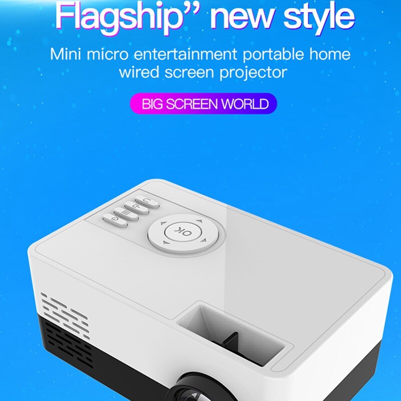 Portable J15 Mini Projector 1080P USB Mini Home Projector Mini Pocket Beamer Support 1080P AV USB SD Card(US Plug)