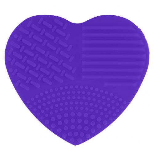 Love Heart Wash Cosmetic Brushes Cleaner MakeUp Washing Brush Gel Cleaning Mat Silicone Foundation Makeup Tool Cleaning Scrubber: Dark Purple