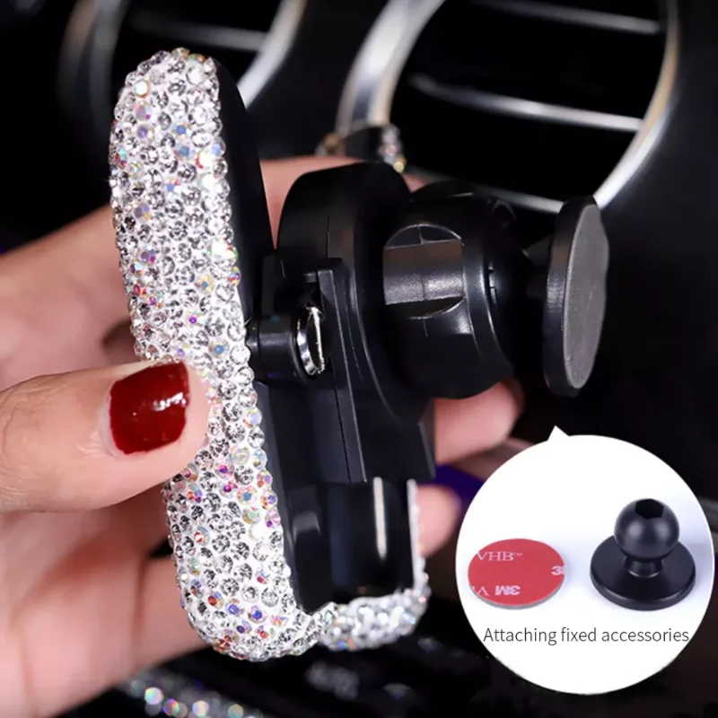 Diamond Crystal Car Phone Holder in Auto Stand Cellphone Bracket Holder for Phone Auto Stuff Bling Car Accessories for Women