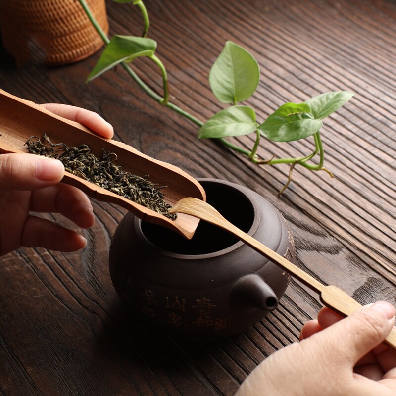 Colher de chá kung fu de bambu natural, colher de chá e matcha, acessórios para chá, utensílios da cerimônia de fabricação