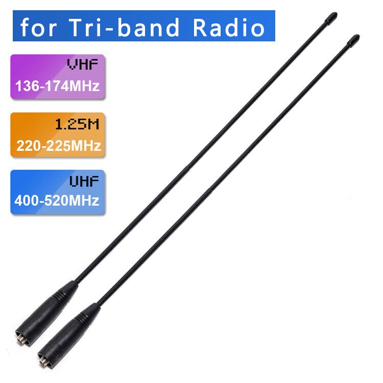 ABBREE Tri-band 144/222/435Mhz SMA-Female Antenna for Baofeng BF-R3,UV-S9,UV-82T ,UV-5RX3 BTECH UV-5X3 Walkie Talkie: 2pcs