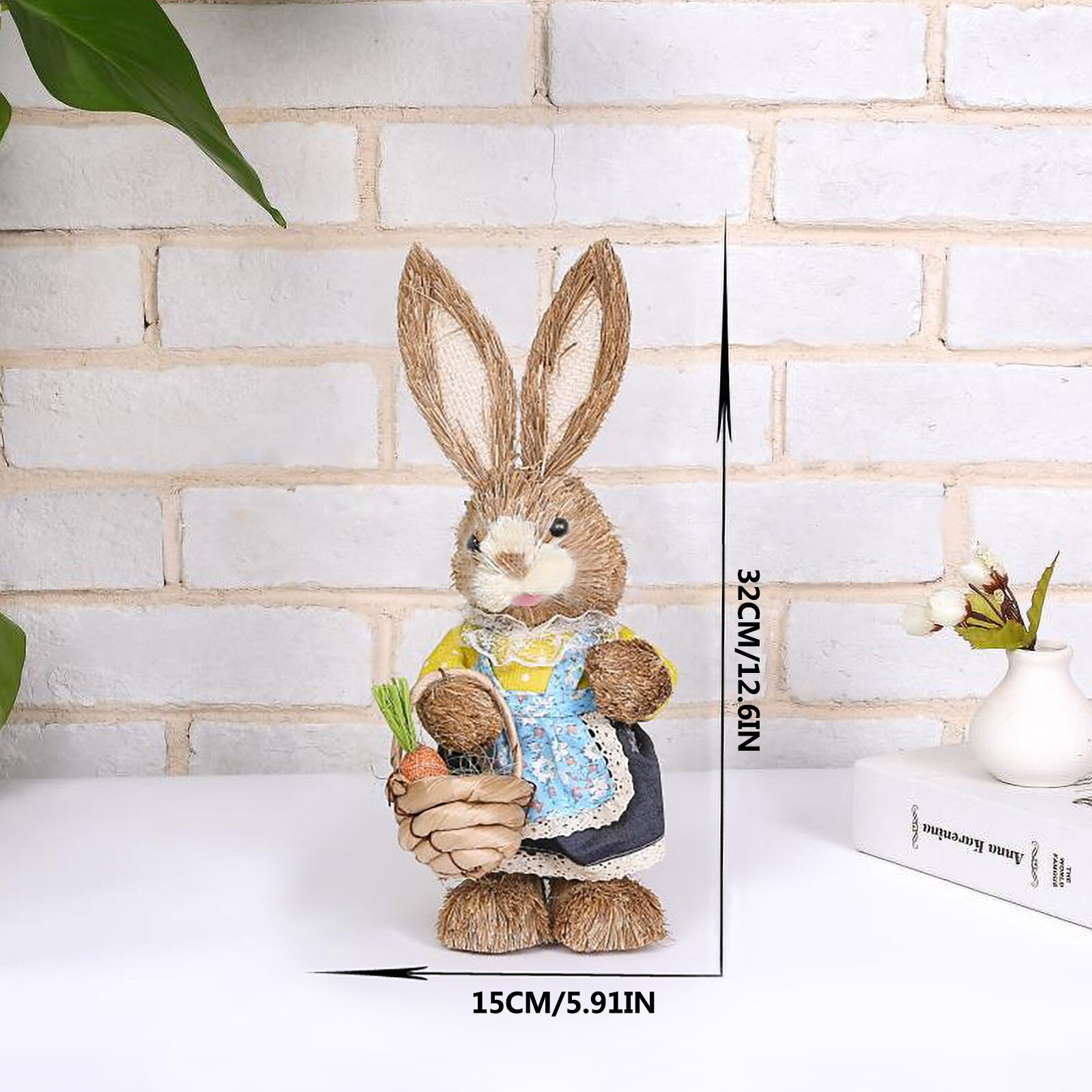 Pasen Simulatie Bunny Huis Tuin Bunny Decoratie Creatieve Stro Bunny Ornament Gesimuleerde Konijn Decor Tuin Decoratie # T2G