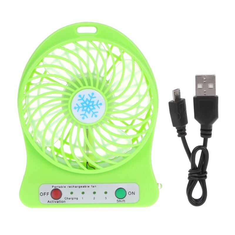 Portable LED Light Fan Air Cooler Mini Desk USB Fan Third Wind USB Fan: Green