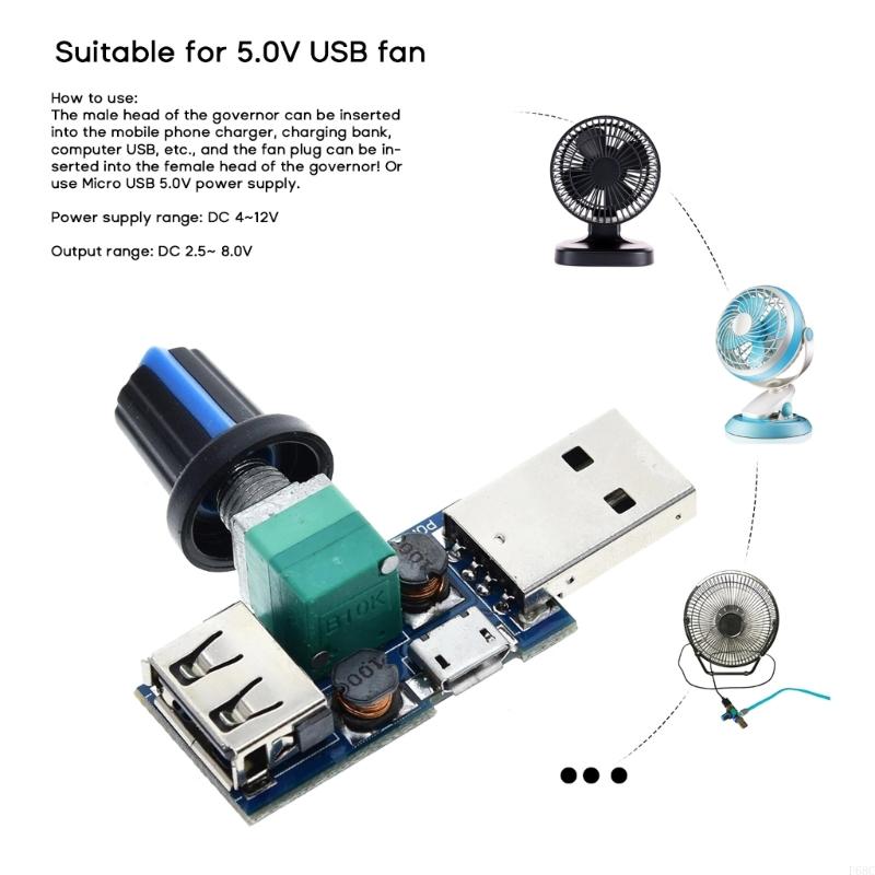 F68C USB Fan Speed Regulation Controller DC 4V-12V for Computer Chassis Fan Multi-Gear Fan Governor Manual Speed Regulation