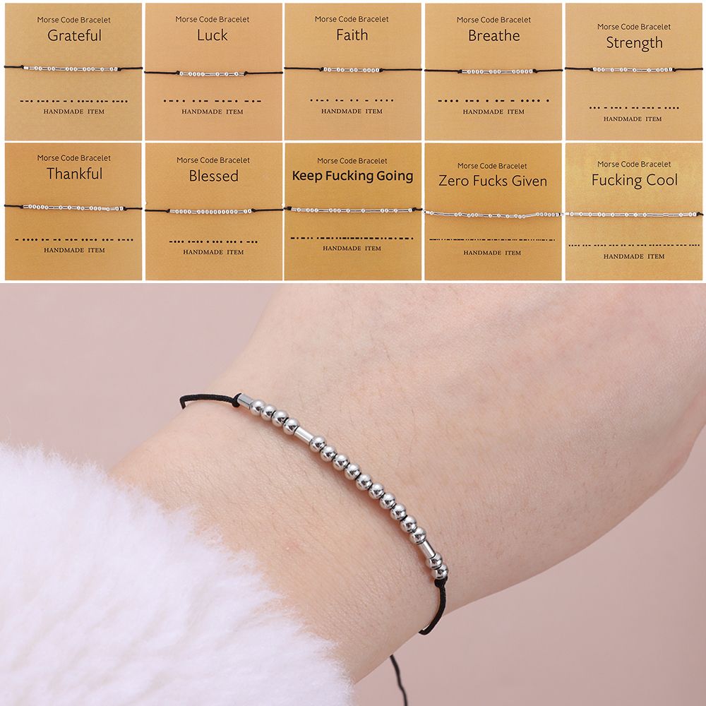 Código morse pulseiras abençoado grato senha casal pulseiras com cartão valentinesgifts dia aniversário lembrança presentes de aniversário
