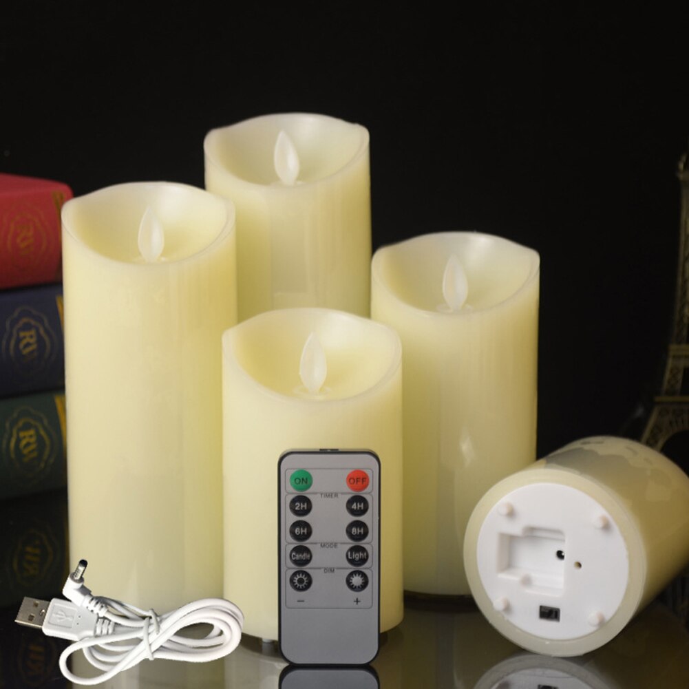 Rechargeable Candles Lights, LED Flameless Candles Smooth Flickering Candle Light with Timer Remote Control for Home Decoration