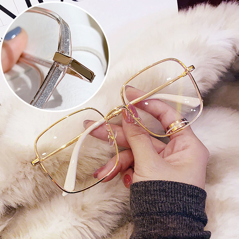 Oversized Anti Blue Light Glasses Men Women Diamond Studded Oversized Square Eyeglasses Computer Goggles Eyewear Glitter Frame: green