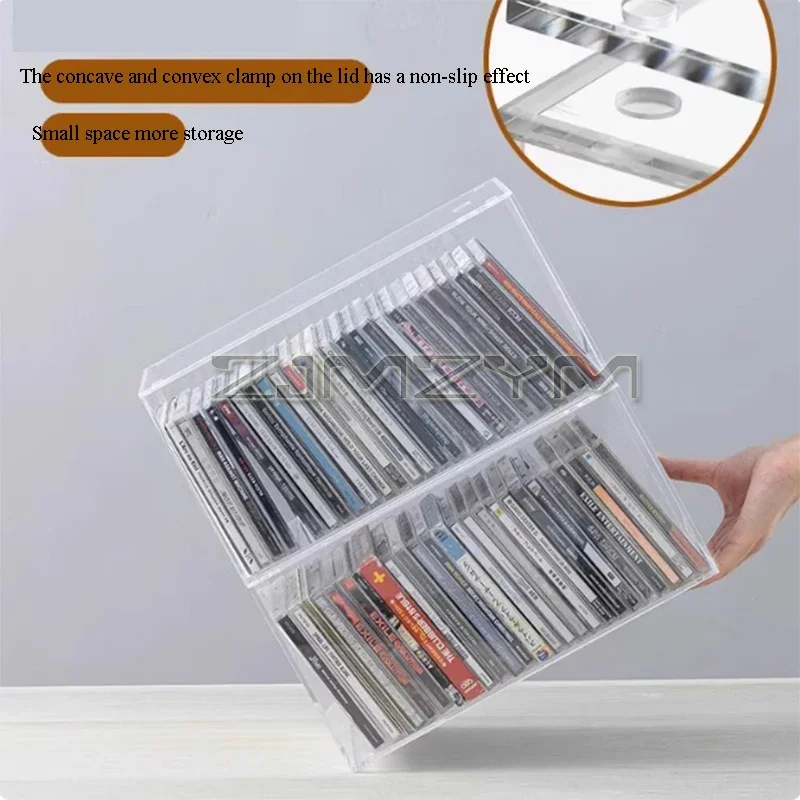 Acrylic CD Storage Box Transparent Plastic DVD CD Organizers Bin With Lid Dustproof Stackable Shelf For Video Games Book 보관함
