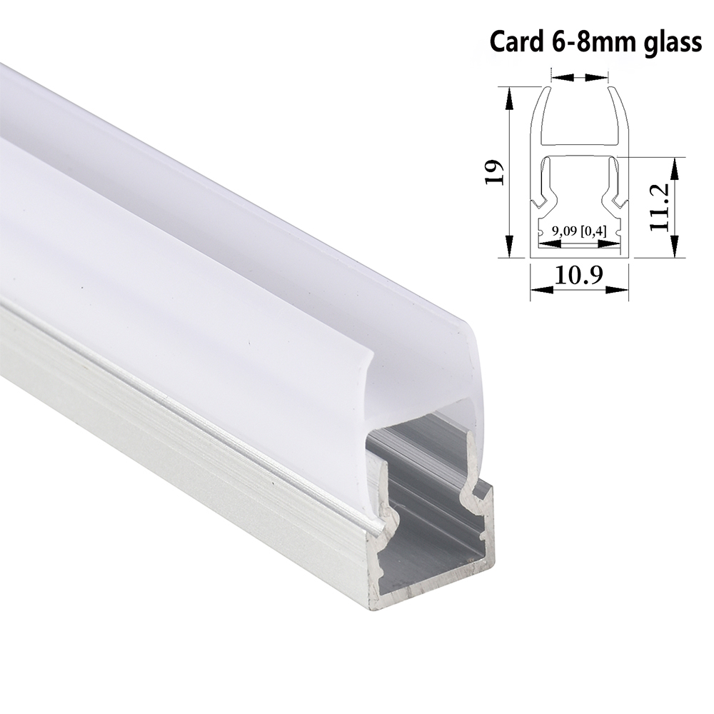 10*20mm 2pcs 0.5m Aluminium Profile LED Strip Light for Glass Cabinet Shelf Aluminum Channel Holder with Transparent Cover