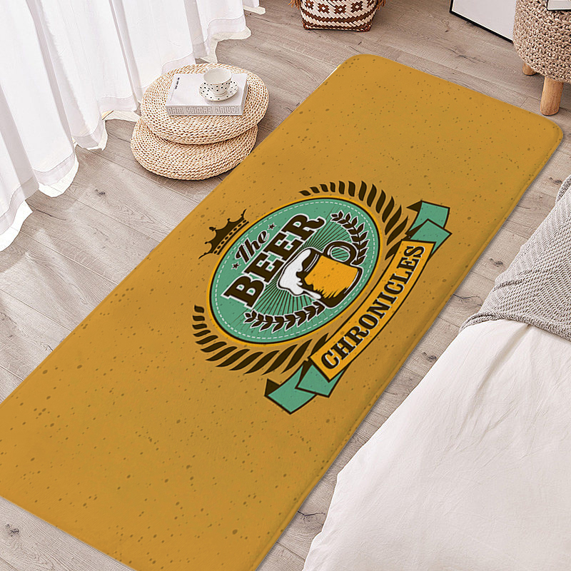 Non-slip Foot Mat Beer Room Decorating Items Carpet for Kitchen Floor Hallway Treadmill Living Room Flannel Bathmat Custom Rug: 50x80+50x160cm / light green