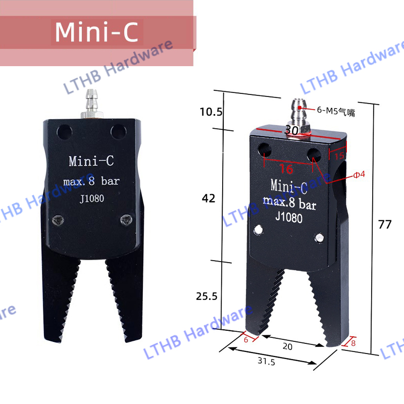 Pneumatische Grijper Manipulator Armatuur voor Spuitgieten Grijpen Met Sensor Schakelaar Water Uitloop Clip Robot Arm Arm Armatuur Cilinder: YELLOW