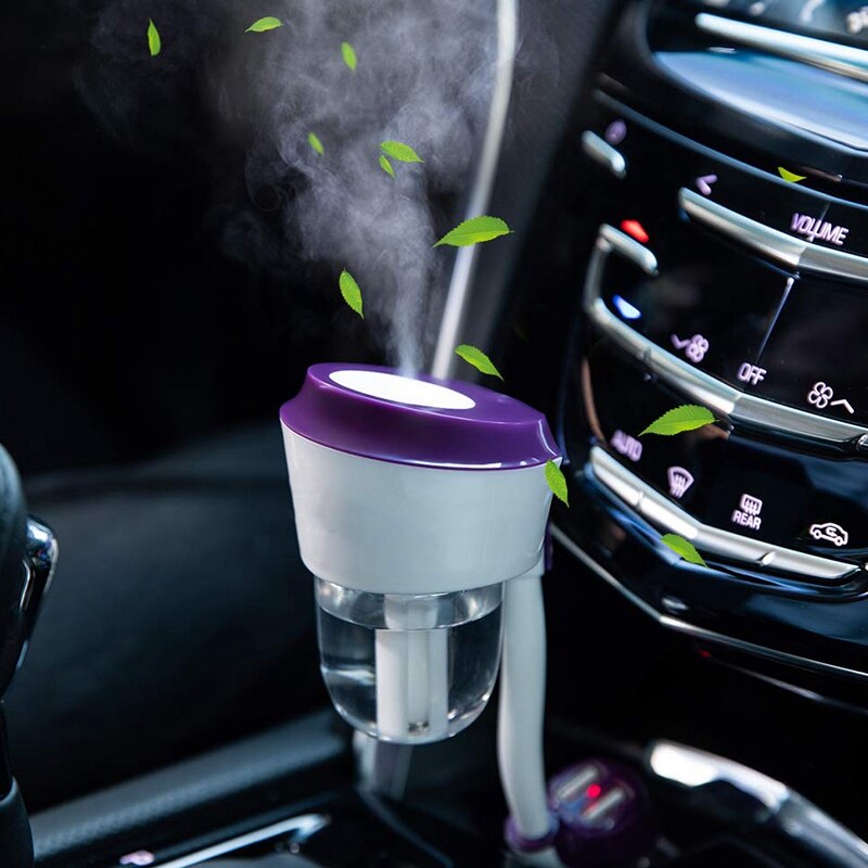 Car Humidifier with Dual USB Charger Adapter, Portable Auto Shut-Off Air Refresher For Vehicle