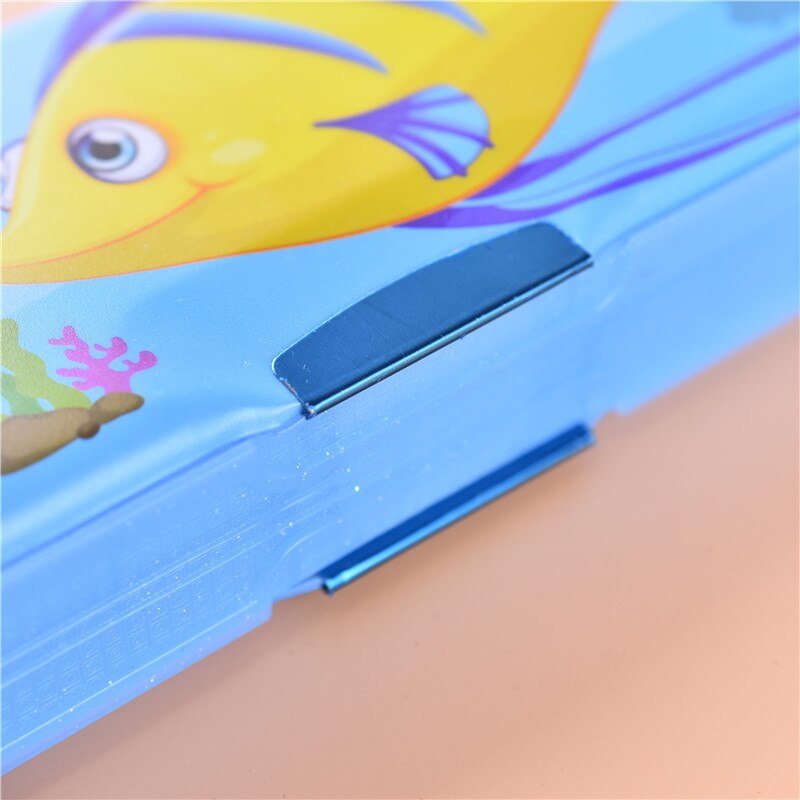 Plastic double-deck pencil box for pupils multi-purpose pencil box pencil bag with pencil sharpener on both sides