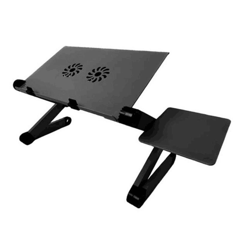 Bærbar bærbar skrivebordsstativ ergonomisk lapdesk bakke bærbar holder til macbook pro air hp lapdesk computer: Sort med blæser