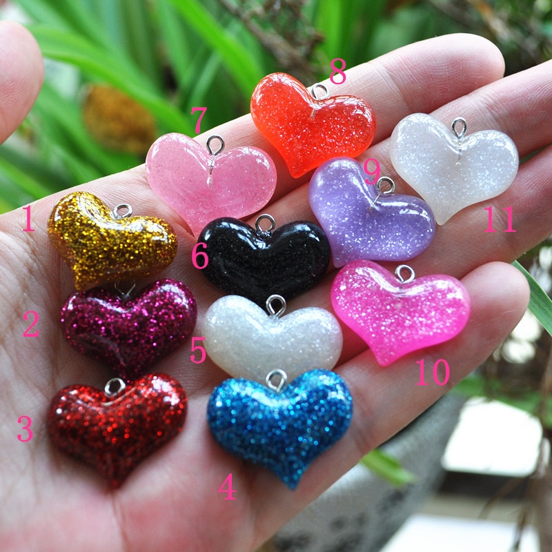 diy heart earring charms resin charms necklace heart pendant 22pcs