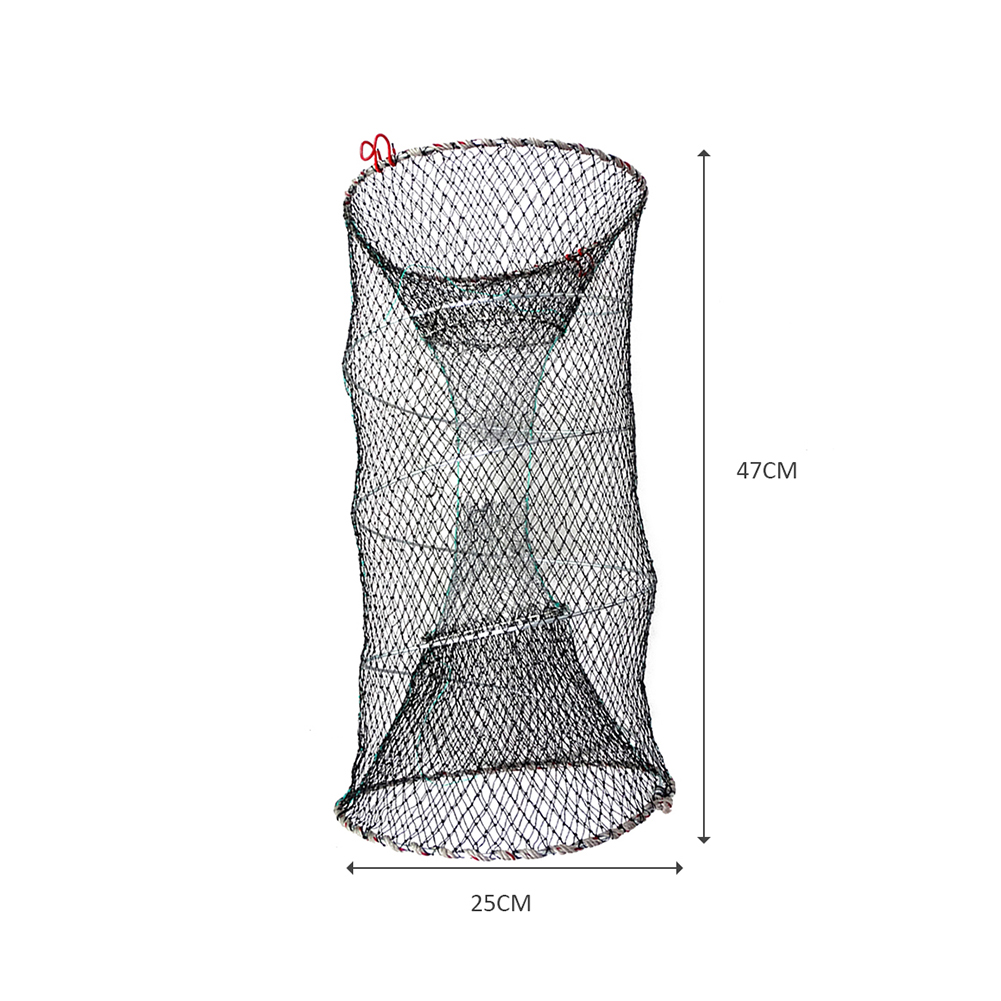 Portable Fishing Landing Net Pot Trap Fish Shrimp Mesh Cage Crab Crayfish Lobster Catcher Collapsible Fish Trap Fishing Supplies